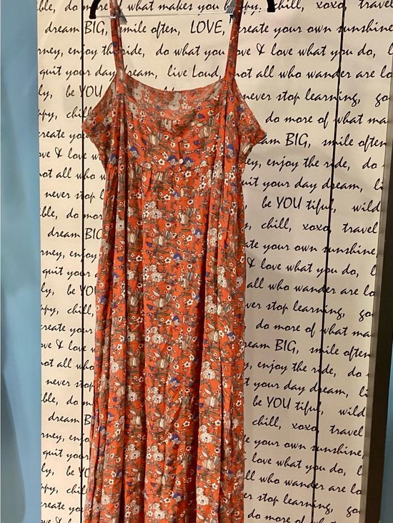 NATURAL LIFE Dresses & Skirts - NATURAL LIFE Orange Floral Maxi Dress